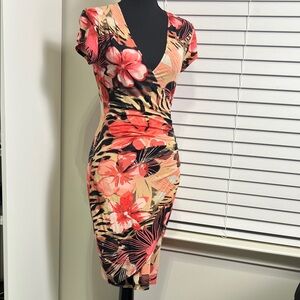 Cache Floral V-Neck Wrap Dress